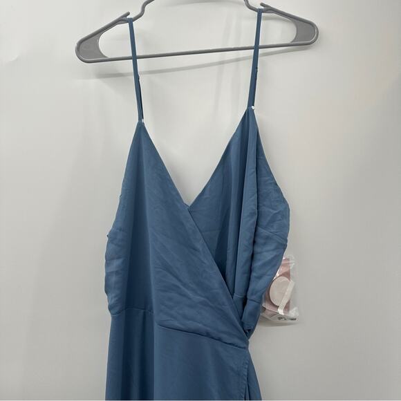 Birdy Grey Cindy Chiffon Wrap Maxi Bridesmaid Dress in Twilight Sz 2X NEW - Picture 3 of 9